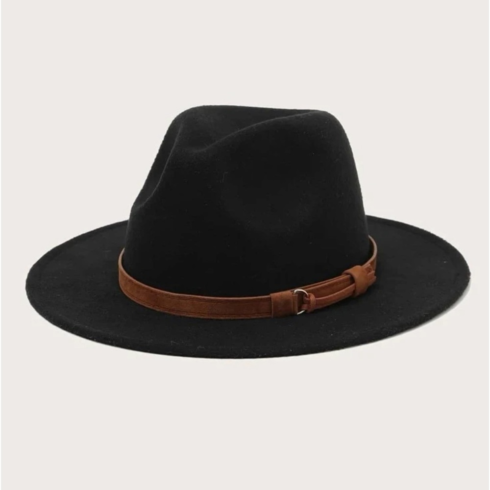 Belted Fedora Hat-Black